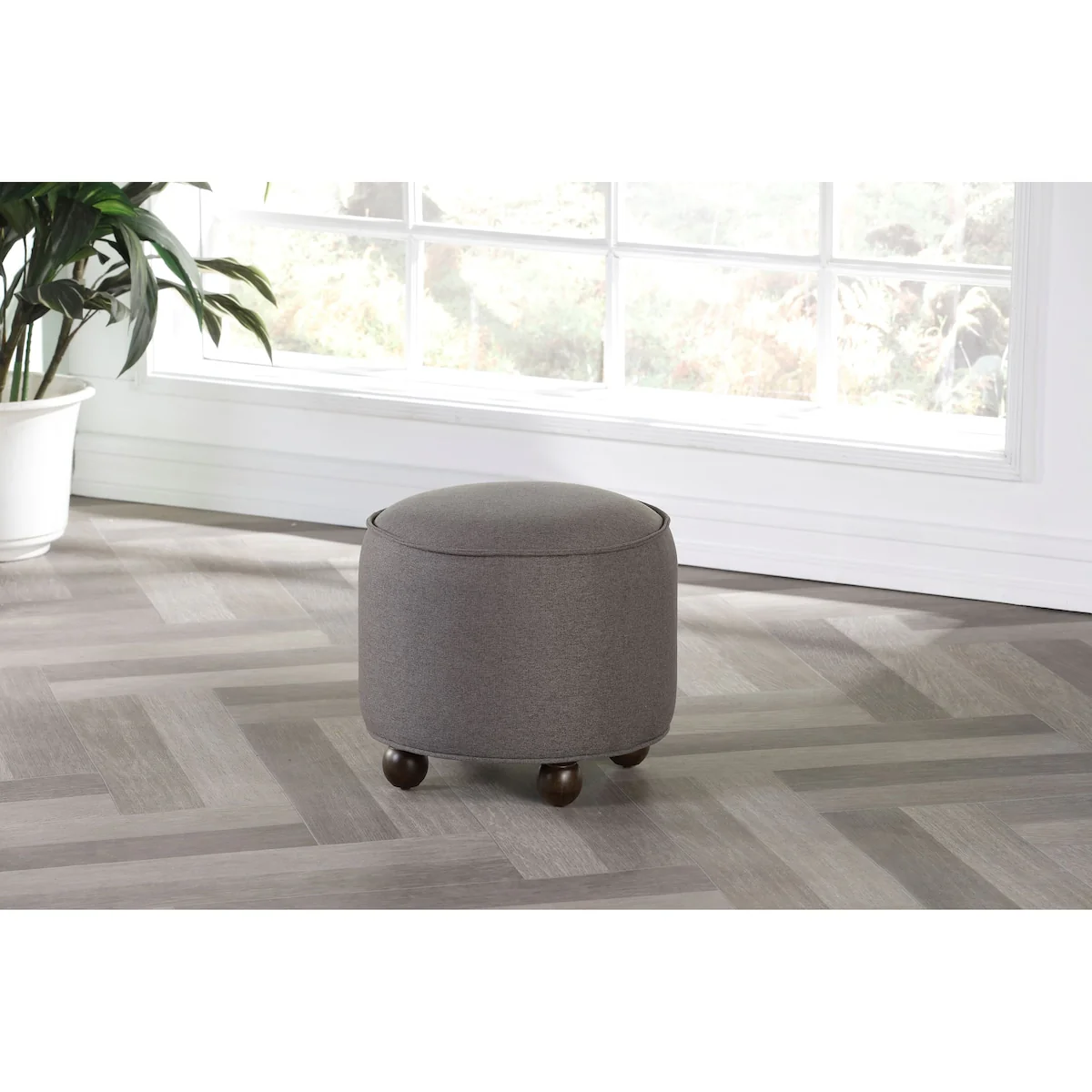 Darcy Round Indoor Upholstered Footstool Ottoman