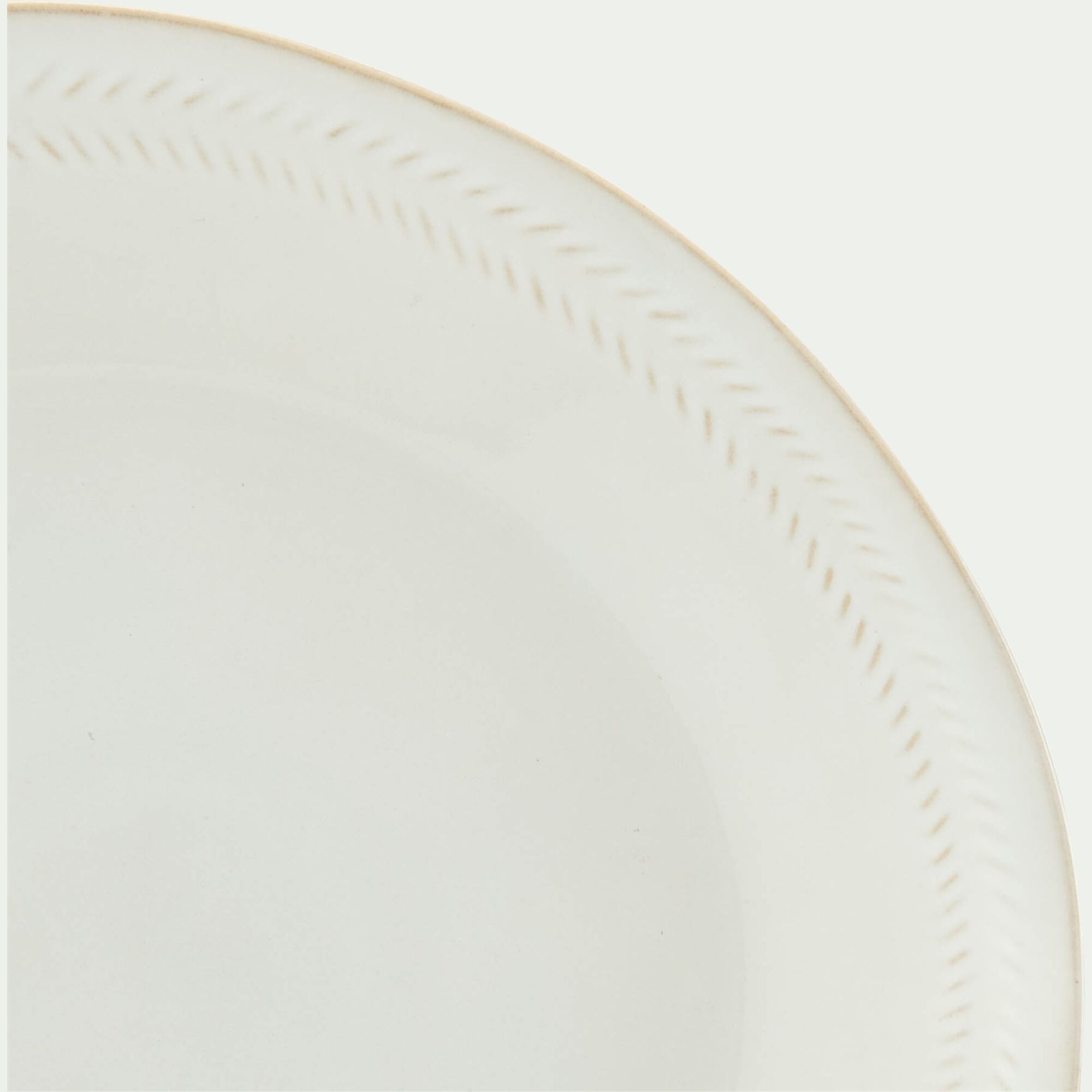 SPIGA - Assiette plate en grès avec liseré beige D28cm - blanc ventoux