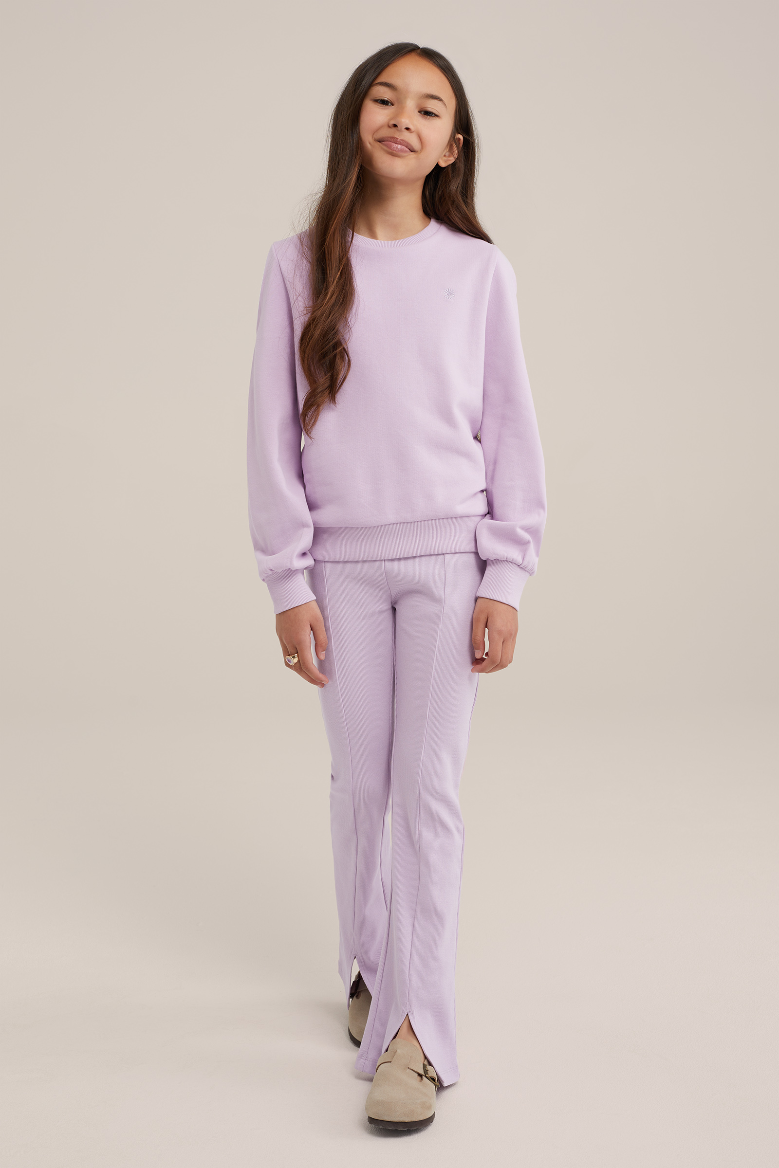 Meisjes flared legging met ribstructuur