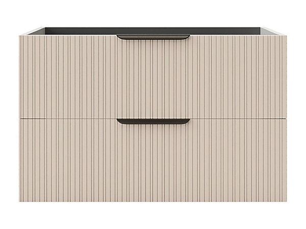 Meuble sous vasque suspendu strié - Coloris beige - 80 cm - DALIKO