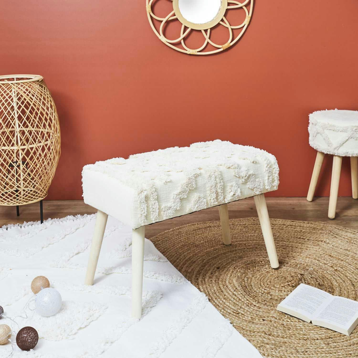 MIRAGE - Banc avec détails motif en polyester et mdf blanc