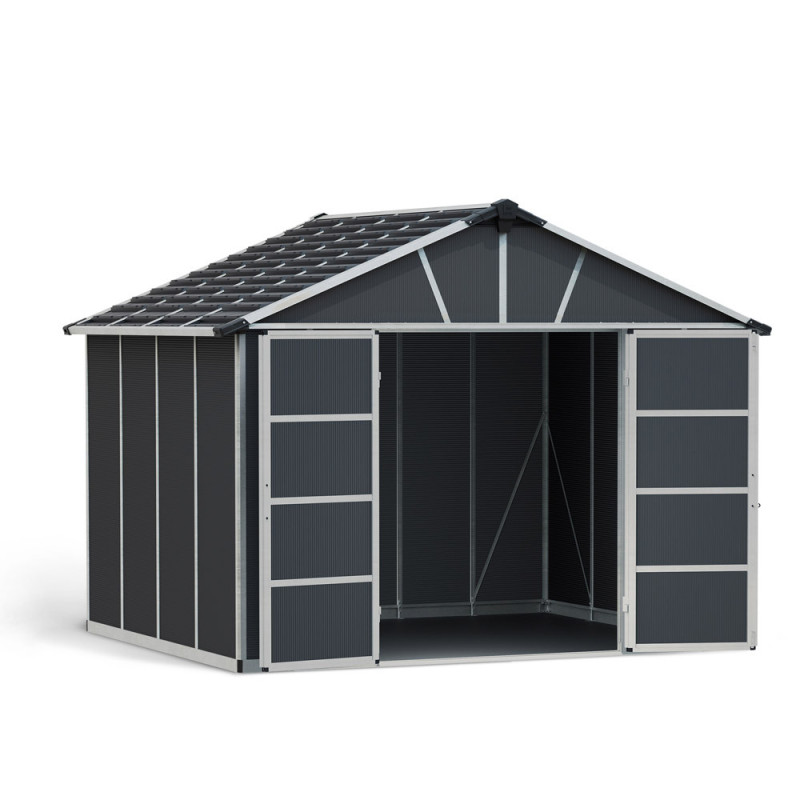 Abri de jardin en résine Yukon gris 3,32 x 3,02 x 2,52 m CANOPIA