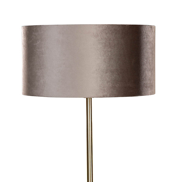 Lampadaire laiton avec abat-jour en velours taupe 50 cm - Simplo