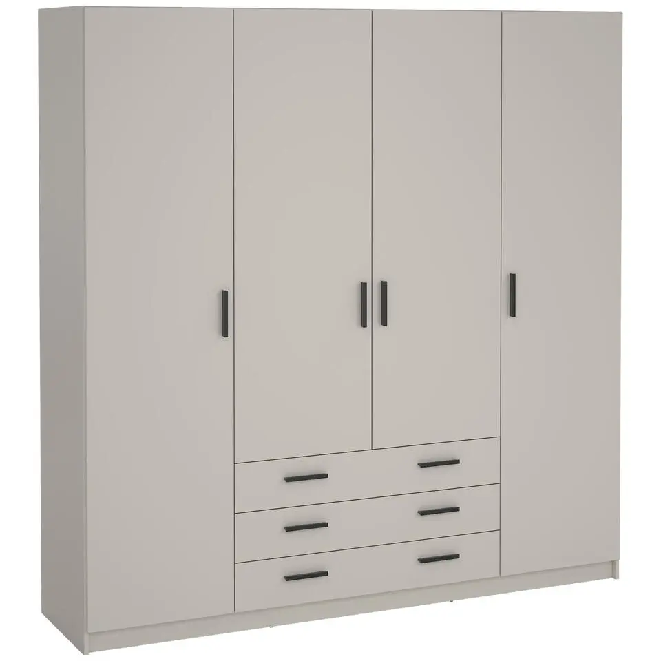Kledingkast Sprint 4-deurs - greige - 200x196x50 cm