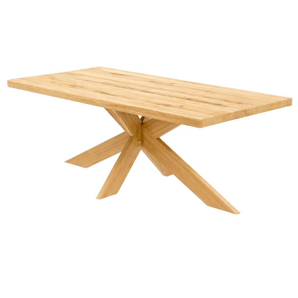 Table extensible bois huilé bords droits pied bois 200 cm PALERME