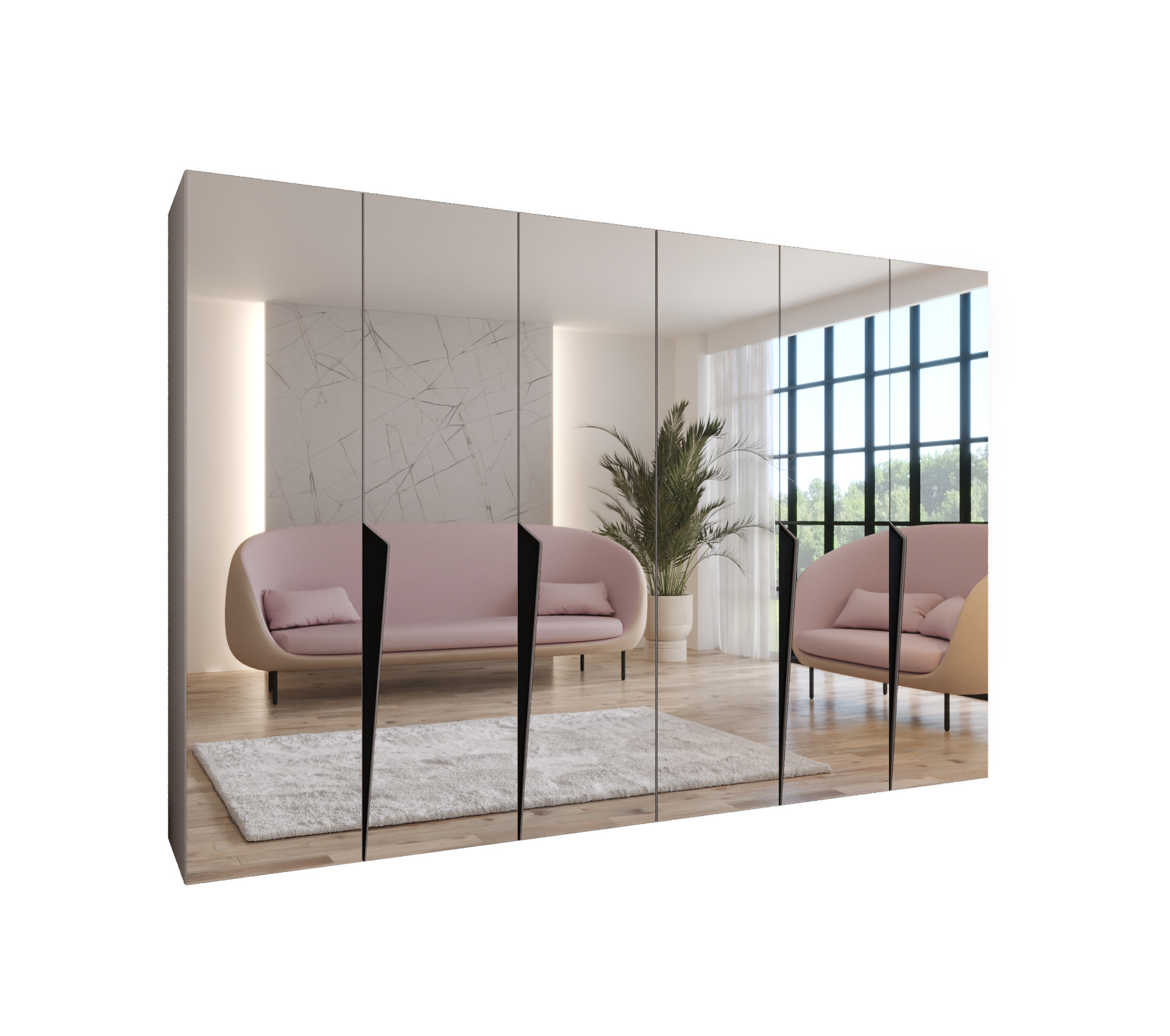 Szafa uchylna z lustrem PIANO 3 300 (2X150) wys 202 cm Kaszmir   u Czarny
