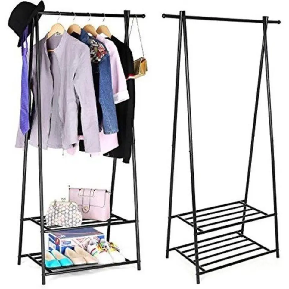 Parya Home - Kledingrek met Schoenenrek in Metaal - 155x87.5cm - Zwart