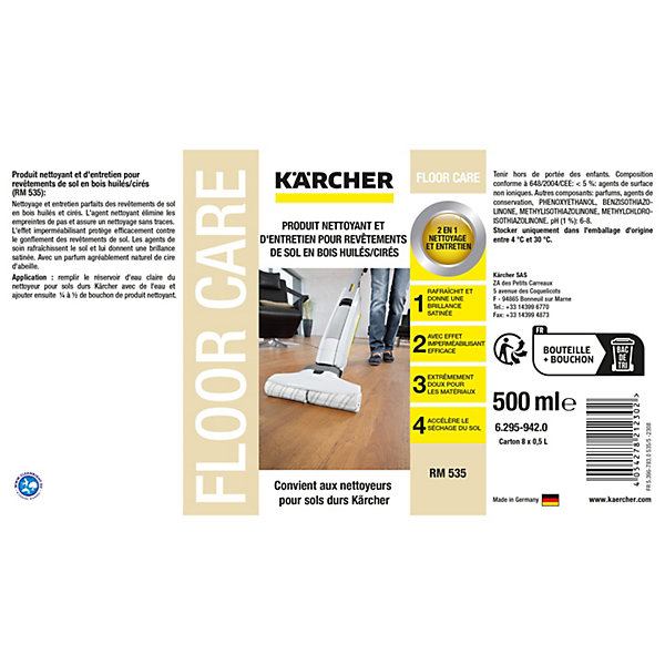 Détergent nettoyant parquets huilés / cirés Karcher 500 ml