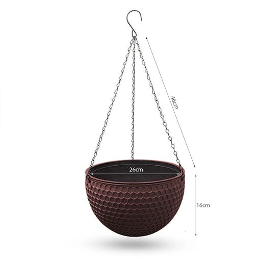 SOGA 2X Coffee Large Hanging Resin Flower Pot Self Watering Basket Planter