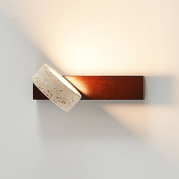 Eclairage mural LED en bois et pierre orientable - Fiorenzo