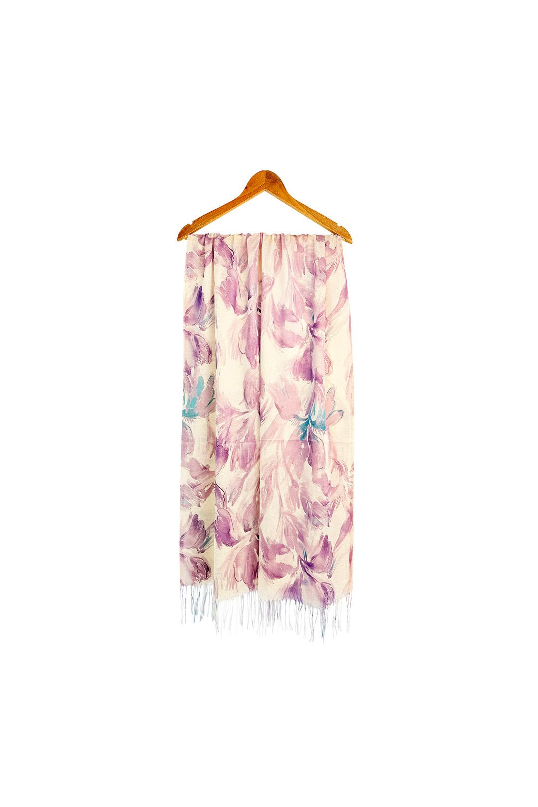 Vellin Abstract Floral Print Lightweight Scarf with Tassels