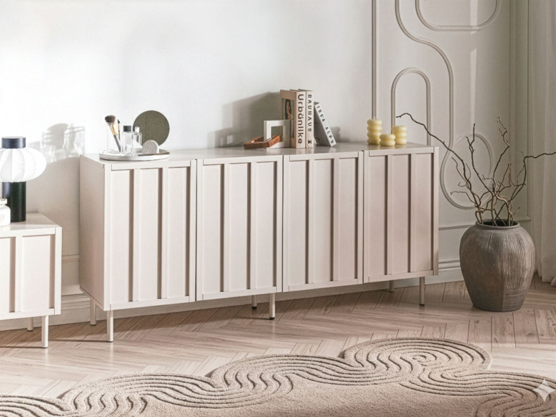 Komoda szafka z drzwiami 160 cm MDF jasnobeżowa