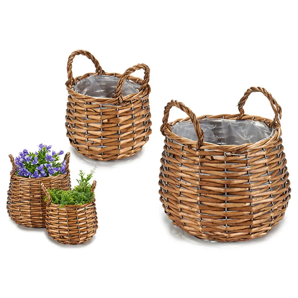 IBERGARDEN Plantenbak-mand - gevlochten riet - 23 x 23 x 16 cm