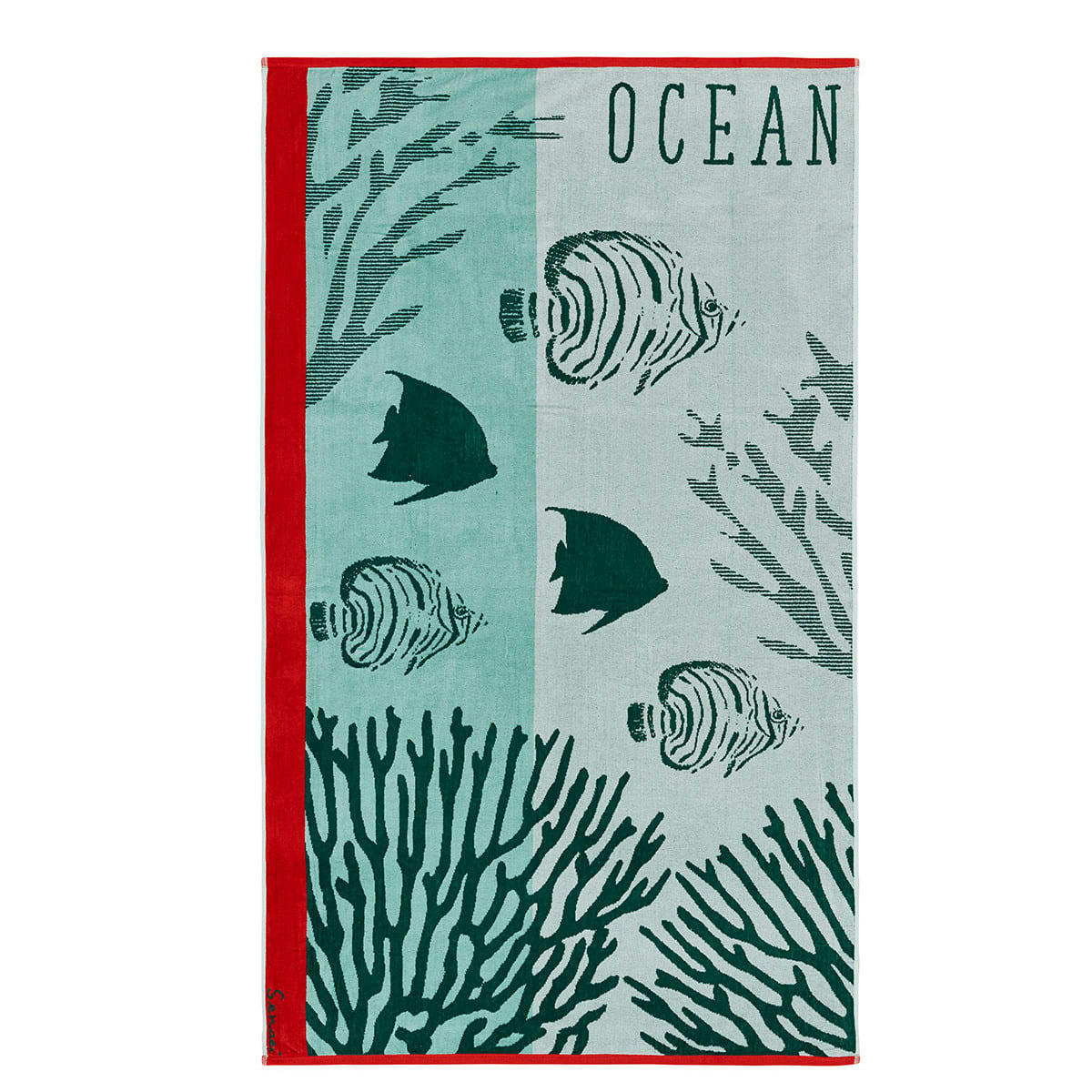 BLUE OCEAN - Serviette de plage velours 100x180 cm