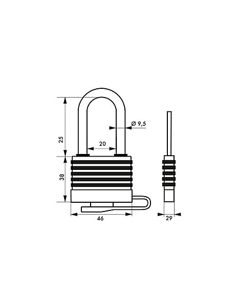 Cadenas à clé Slice, acier, extérieur, anse 1/2 acier, 40mm, 2 clés - THIRARD