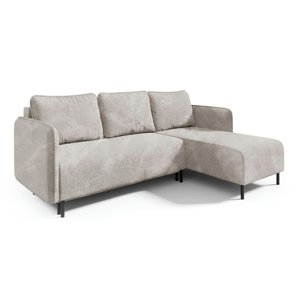 - Canapé d'angle 3 places velours côtelé blanc