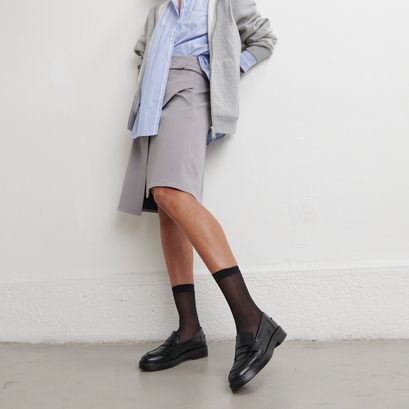 Mocassins à bouts rondsen cuir noir | MIRNA