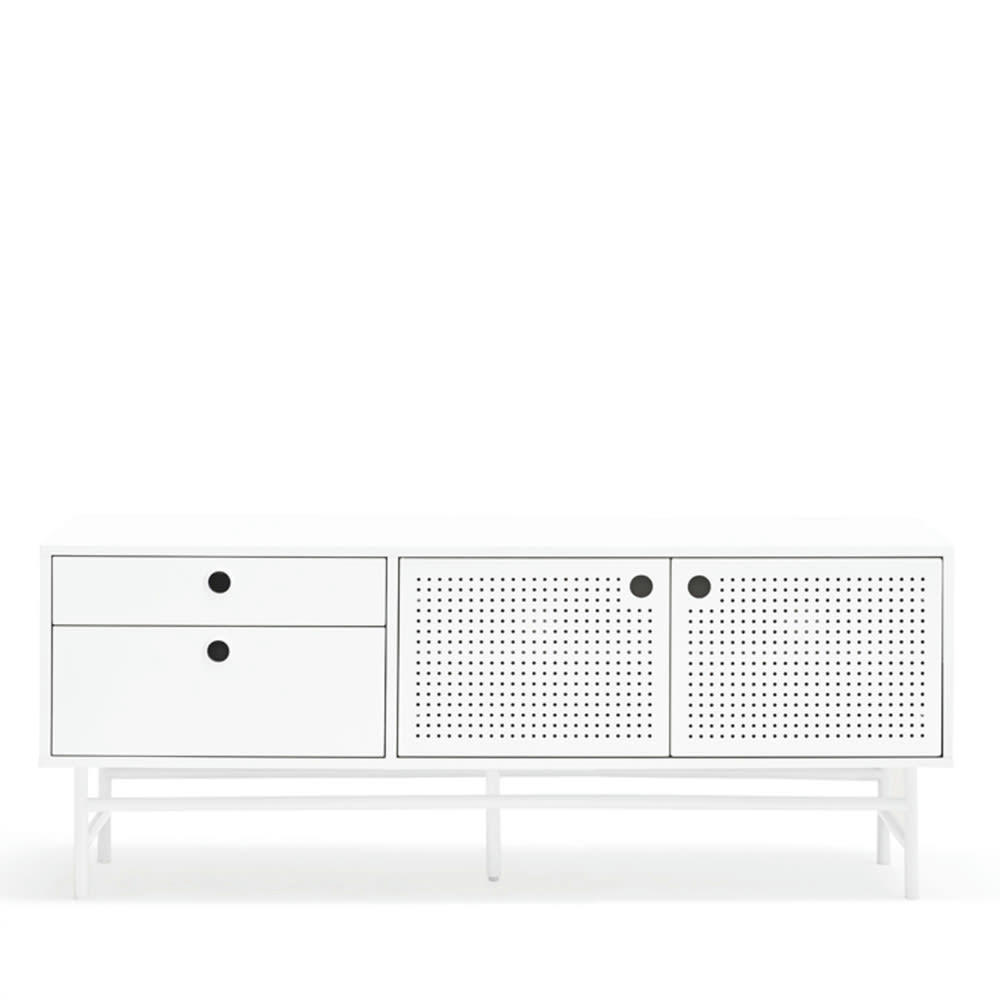 PUNTO - Buffet en bois 2 portes 2 tiroirs L140cm blanc