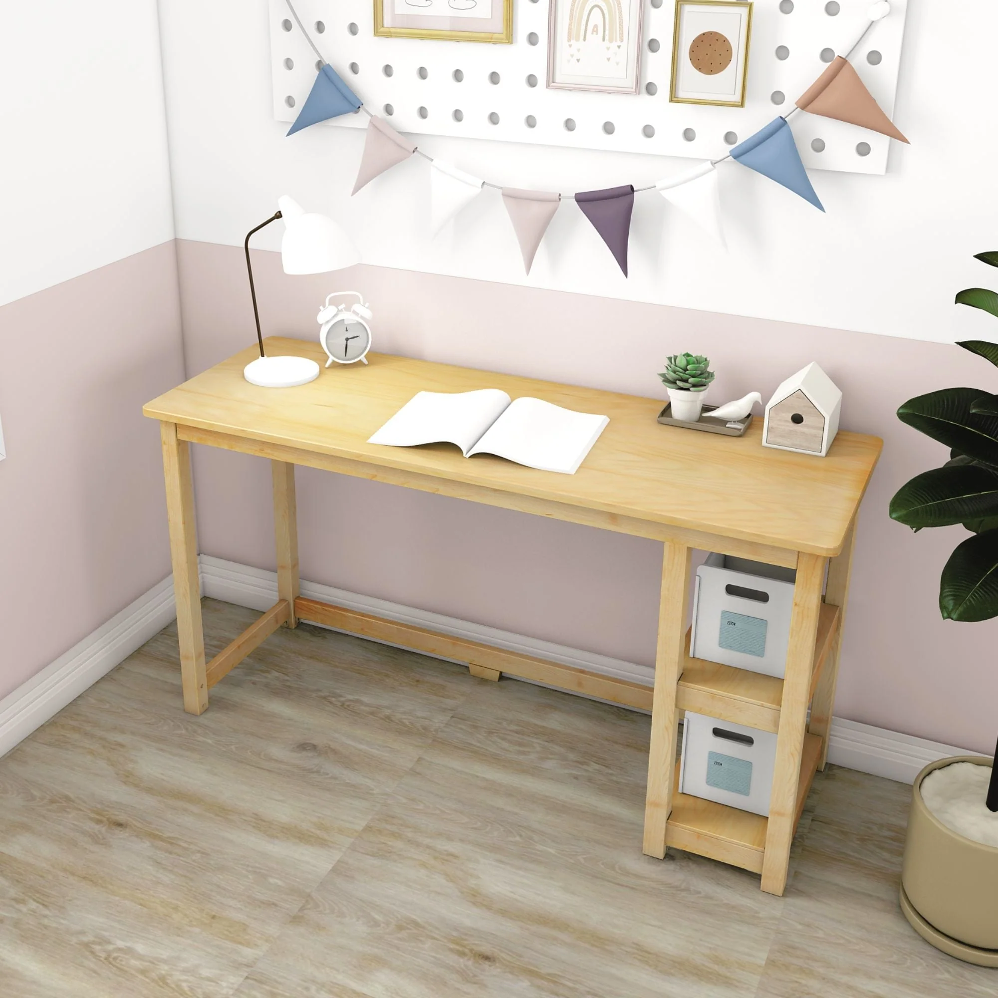 Max and Lily Desk with Bookshelves
