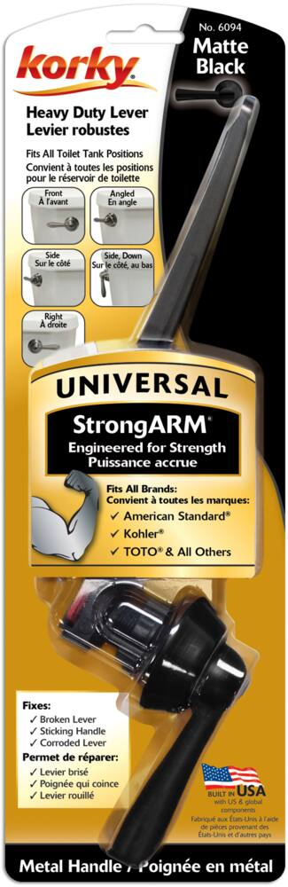 Korky StrongARM Heavy Duty Tank Flush Handle & Lever, Matte Black