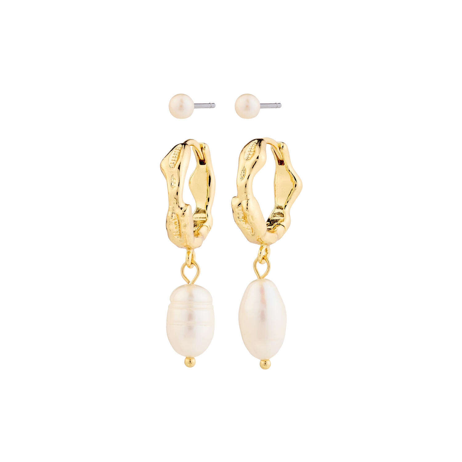 JONNE Pearl øreringe 2 s&aelig;t, gold plated