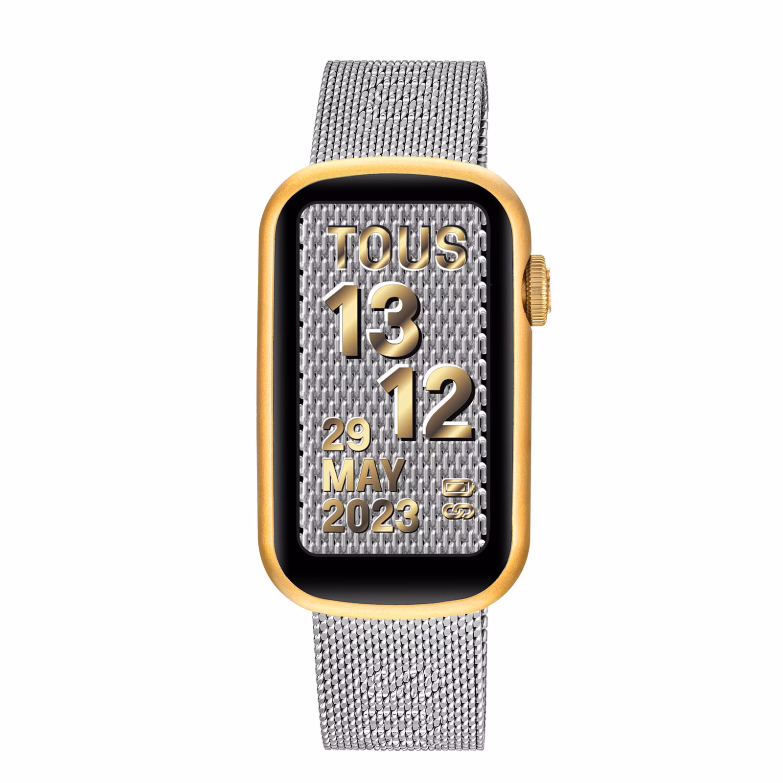 Reloj smartwatch con brazalete de acero y caja de aluminio en color IPG dorado TOUS T-Band Mesh