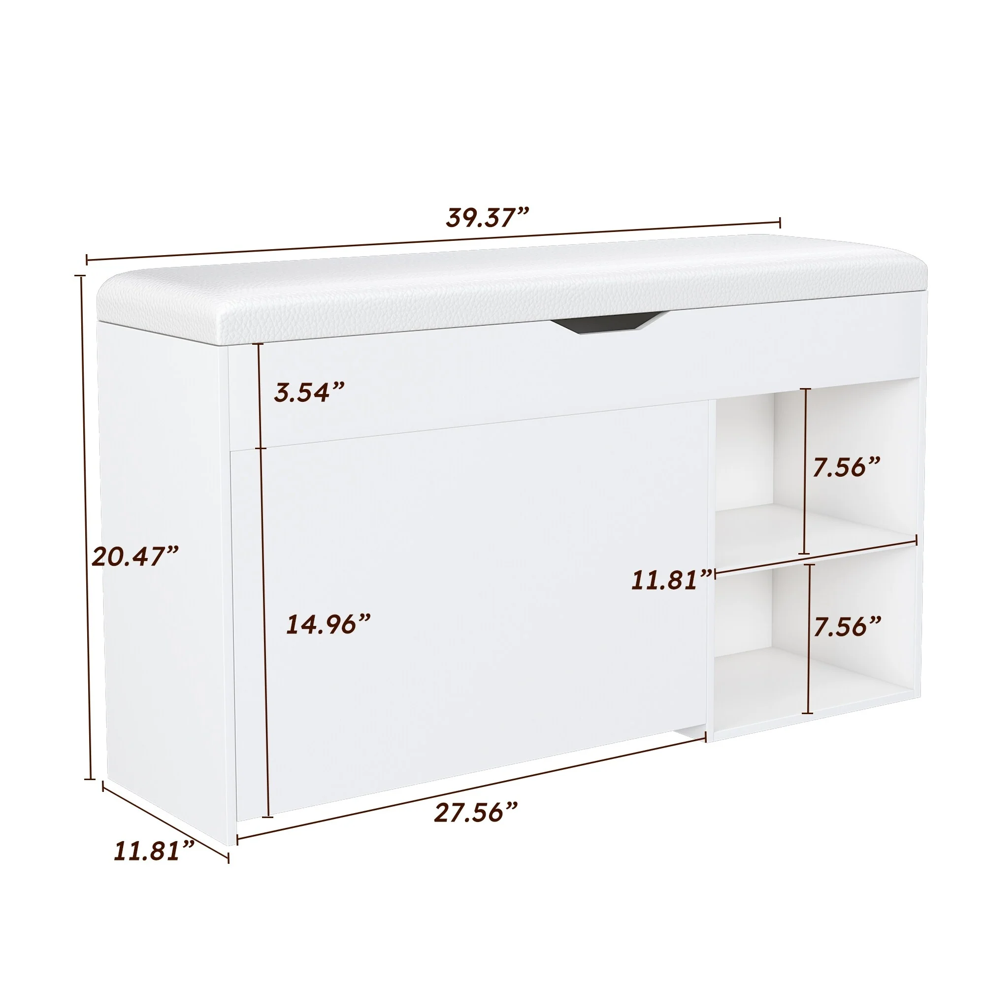 Entryway Bench with Shoe Storage,Adjustable 3-Tier Flip-Up Drawers & Hidden Cabinet,Space-Saving Shoe Organizer