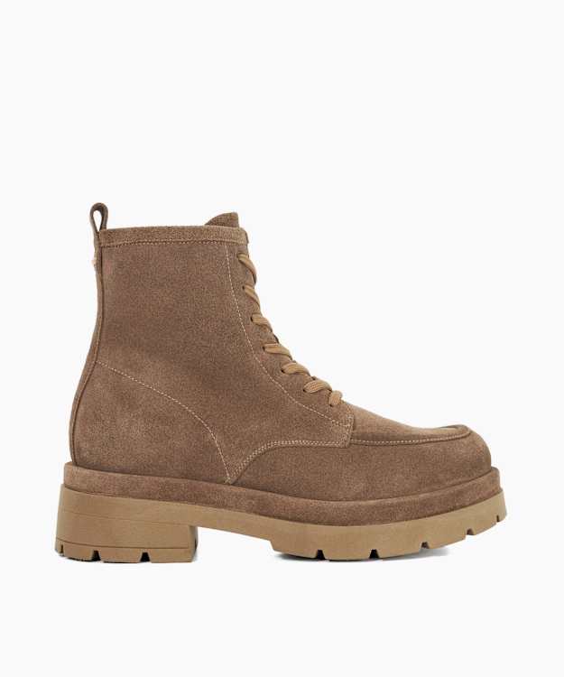 Pennington Taupe - Suede Chunky Lace Up Boots