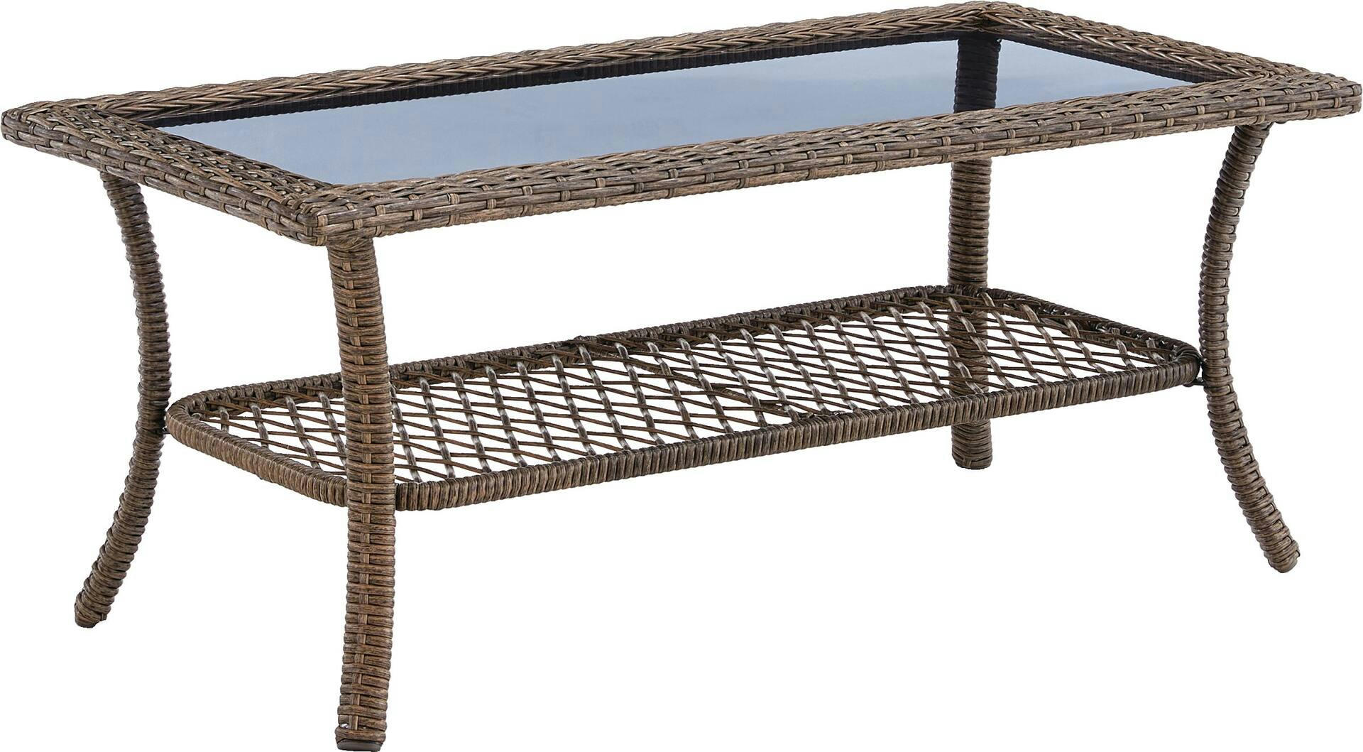 CANVAS Canterbury All-Weather Wicker Outdoor/Patio Coffee Table w/Glass Top, 40x20x19-in
