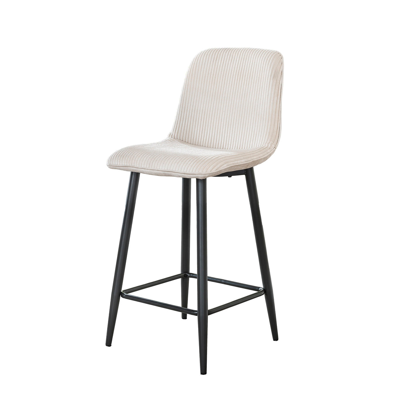 Giga Meubel Barstoel Rib Rock - Crème Ribstof - Zithoogte 67cm - Set van 2