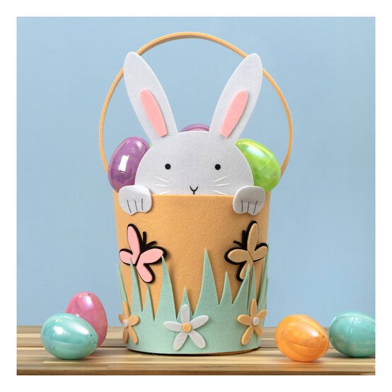 White Bunny Felt Bucket