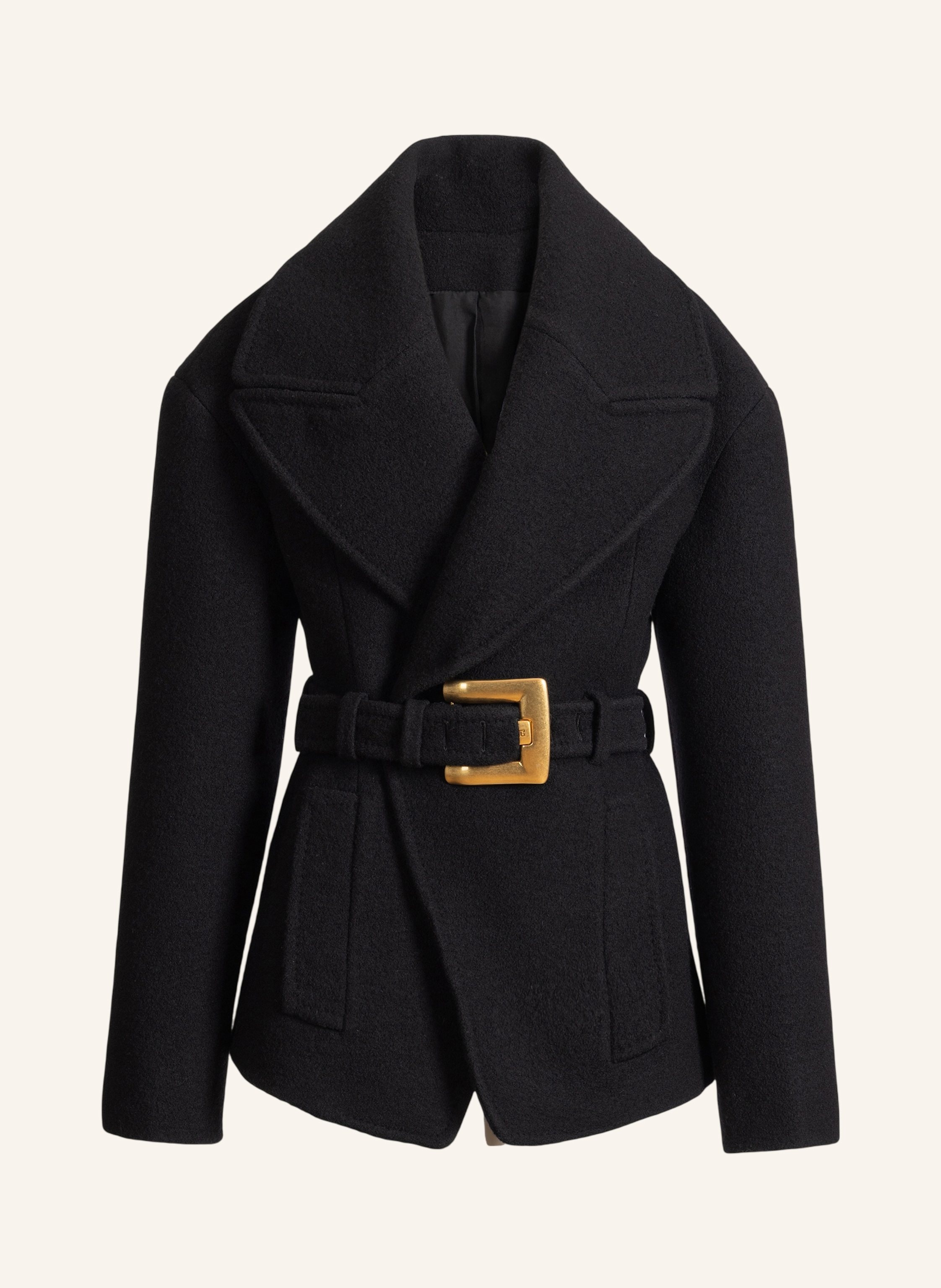 BALMAIN Caban mit Gürtel aus Wolle