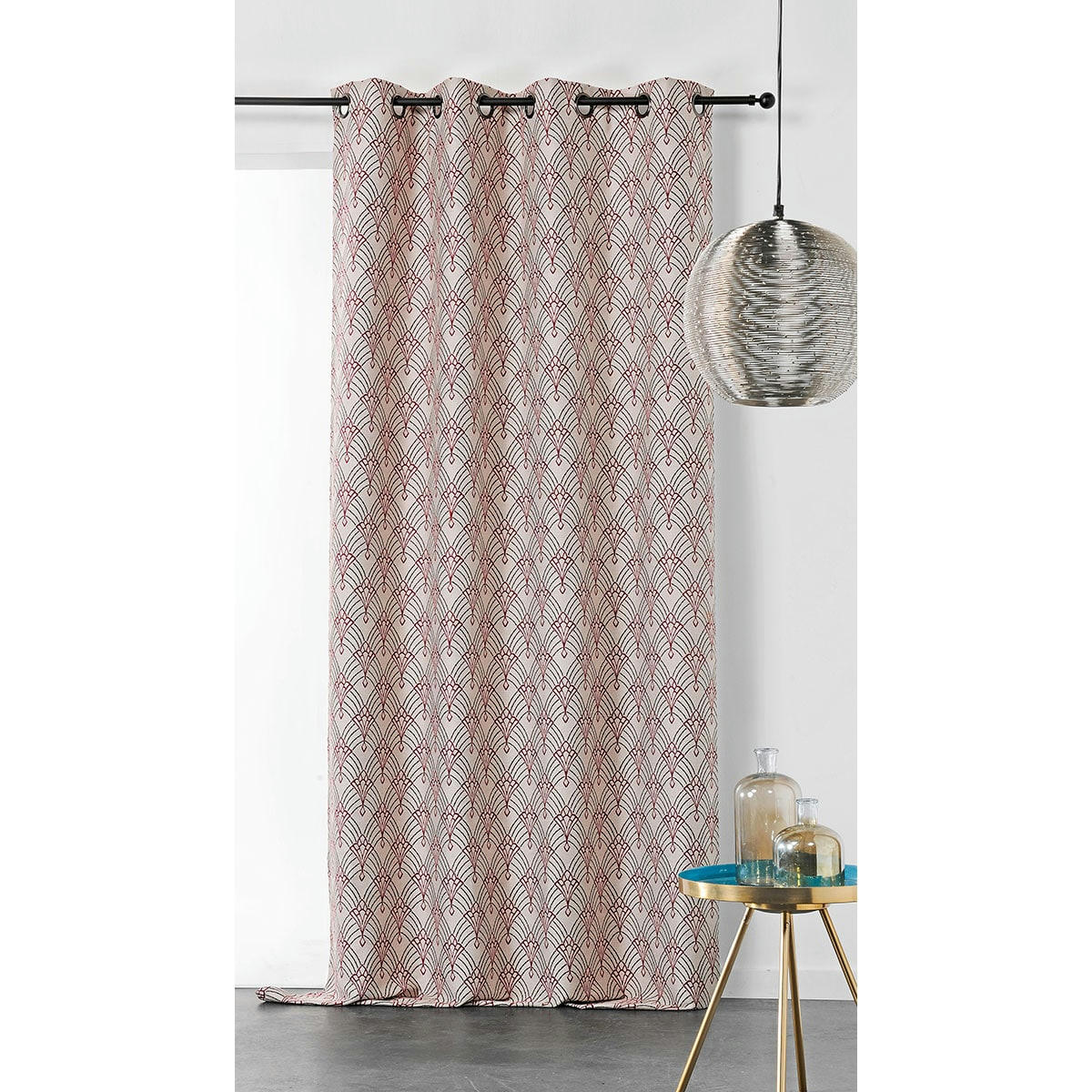 - Rideau art décoratif en jacquard polyester/jacquard rouge 140x245 cm