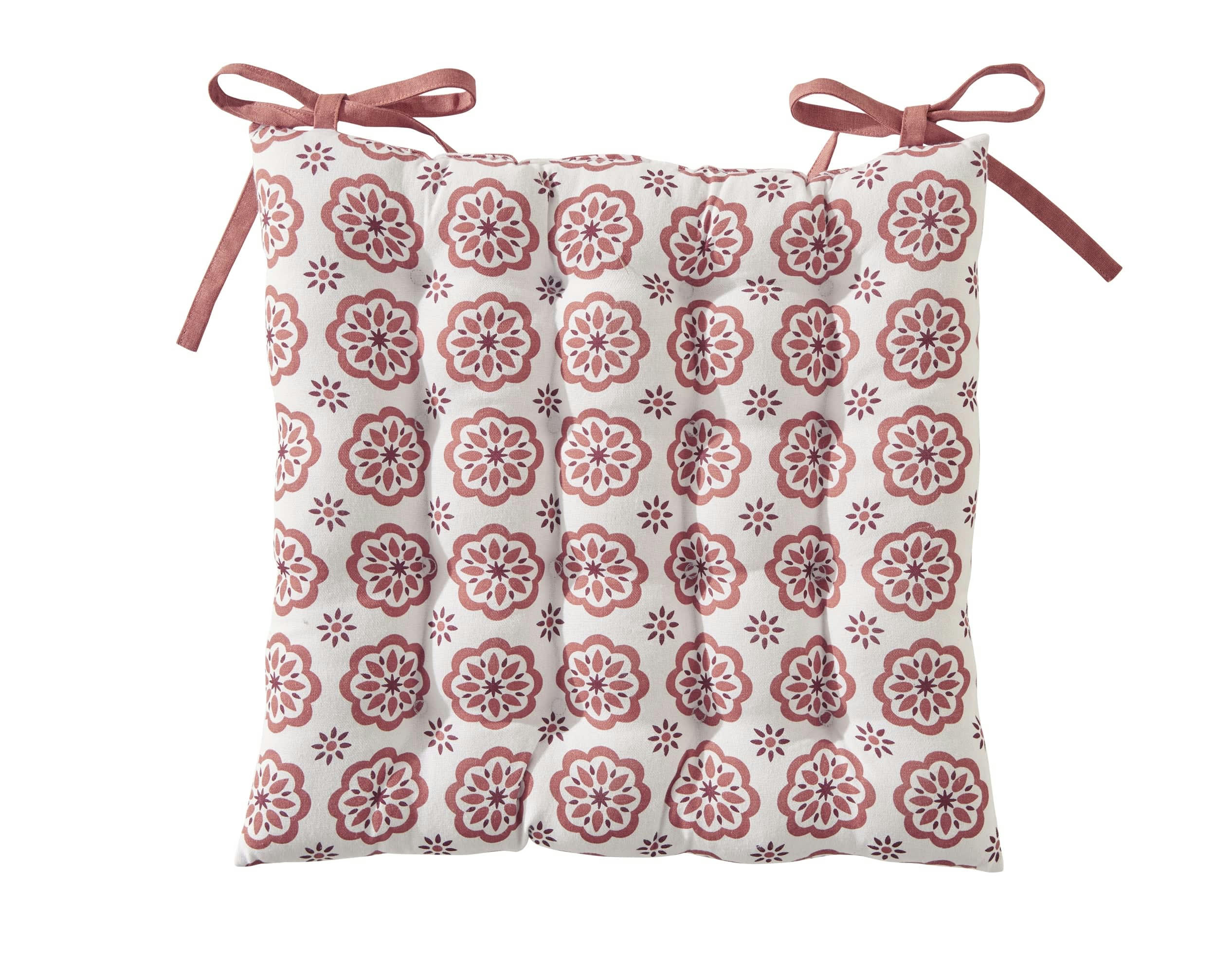 LISBONNE - Galette de chaise réversible orange terracotta 40x40 en coton