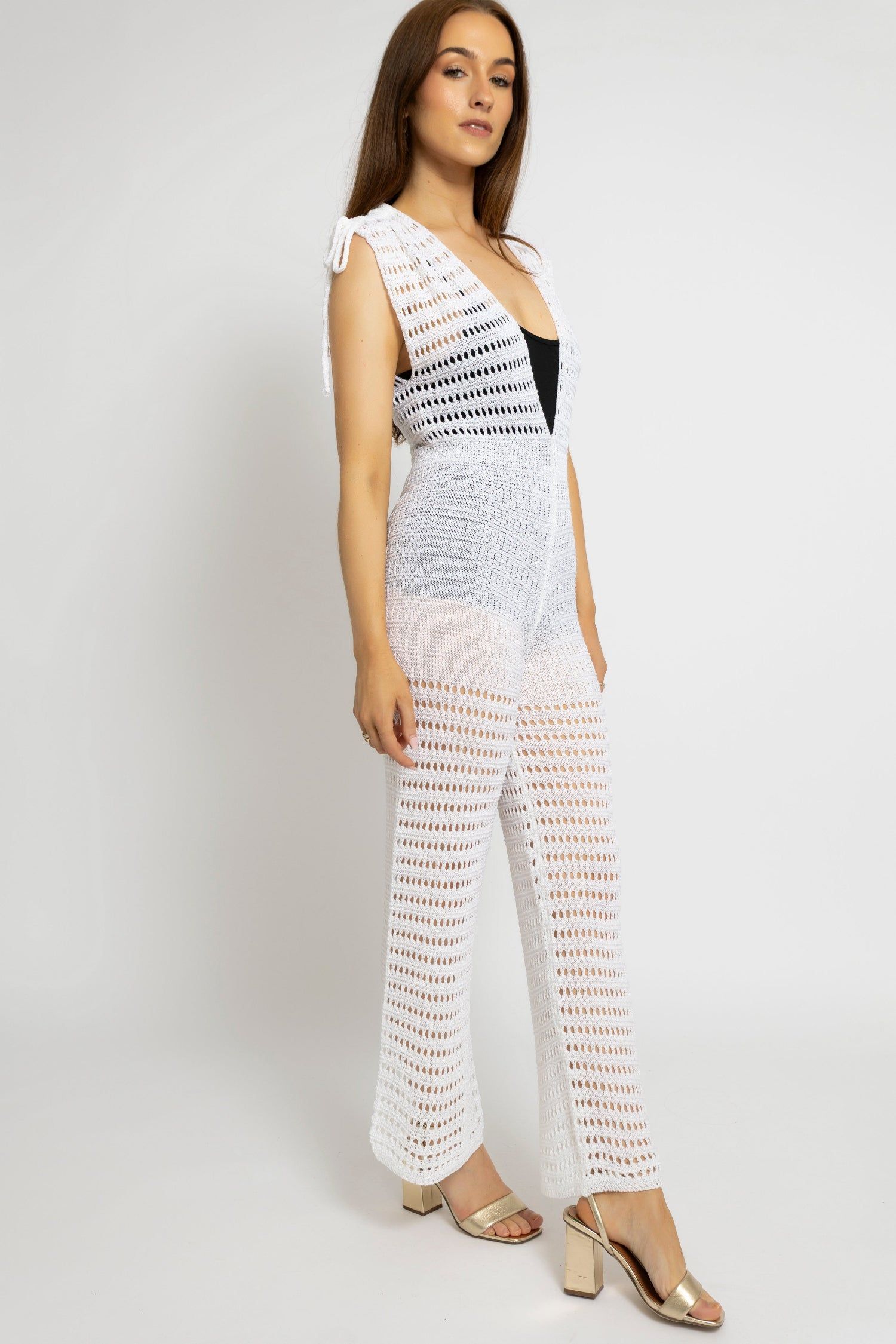 Cutie London Sheer Crochet Beach Jumpsuit