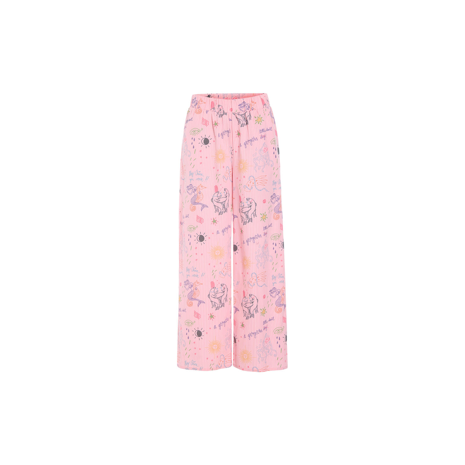 Zoe Trousers, pink sea creatures art print