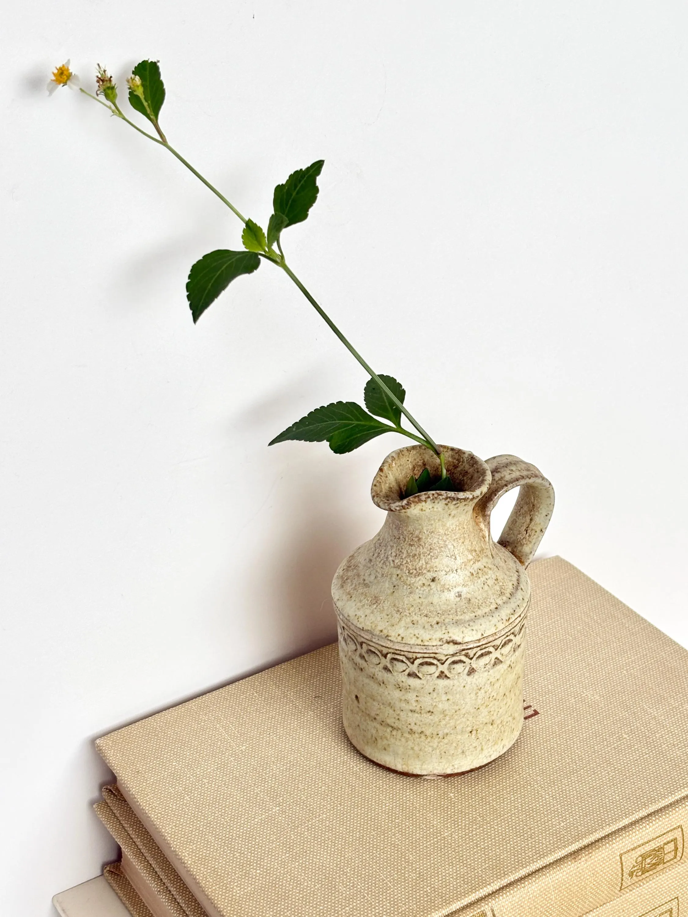 Vintage Pottery Vase, Handmade Studio Pottery Pitcher