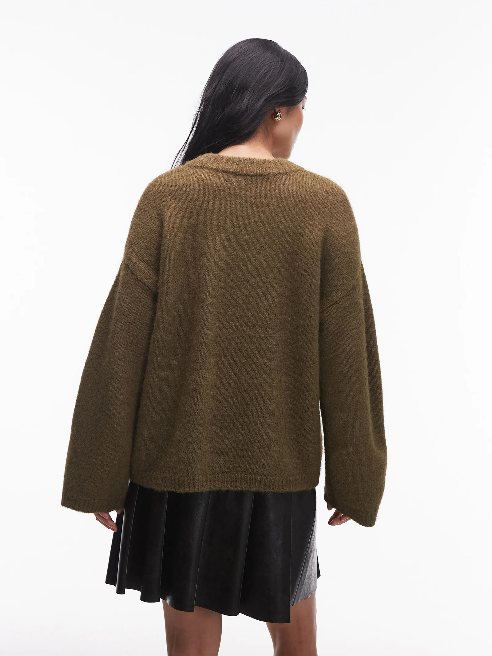 Knitted Boxy Fluffy Crew Jumper