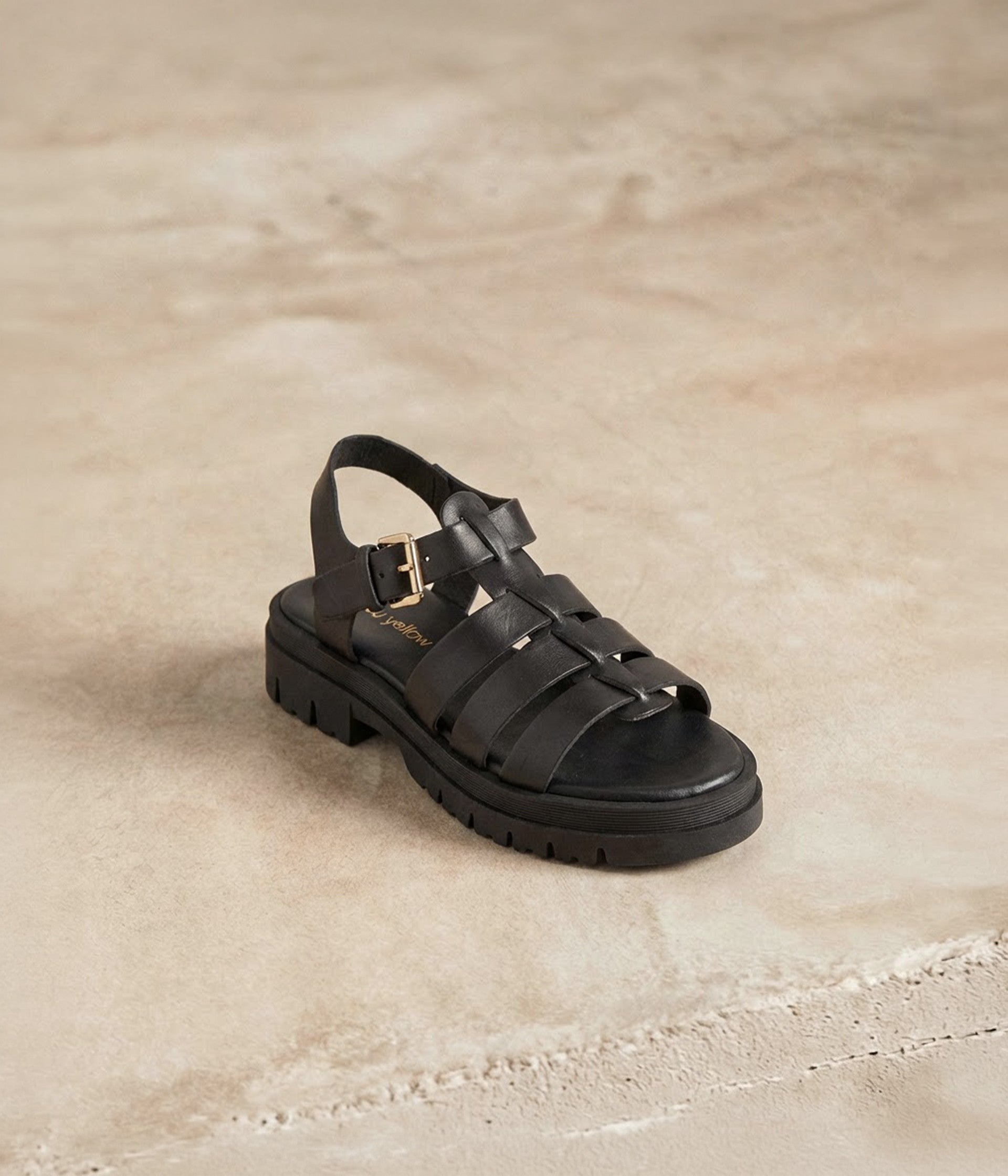 Sandales en cuir noir Loupa