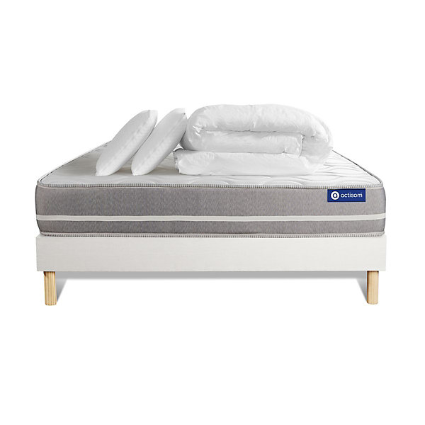 Pack sommier kit matelasRessorts ensachés avec couette et oreillers
