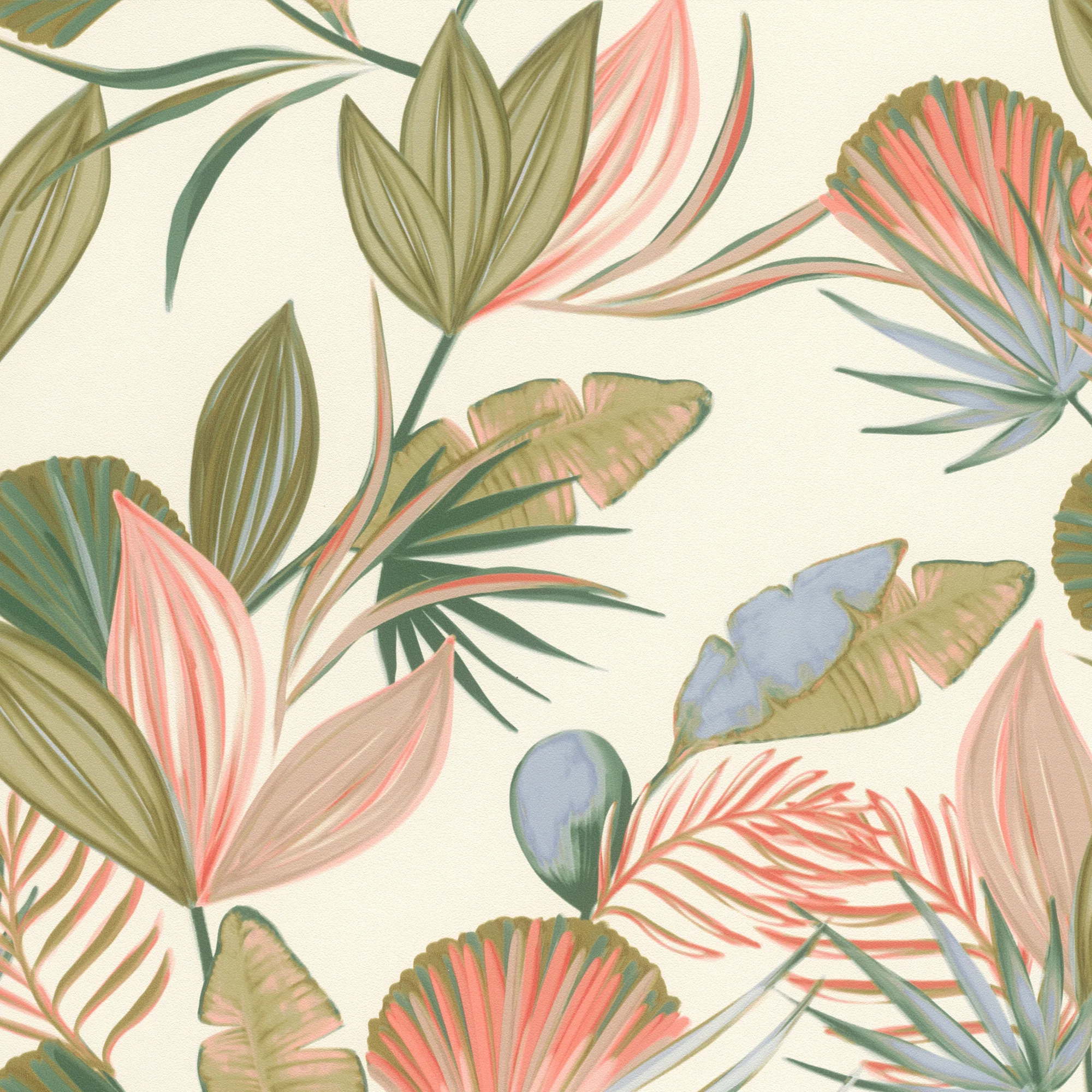 Papier peint intissé MYRIALIS coloris kaki et rose blush