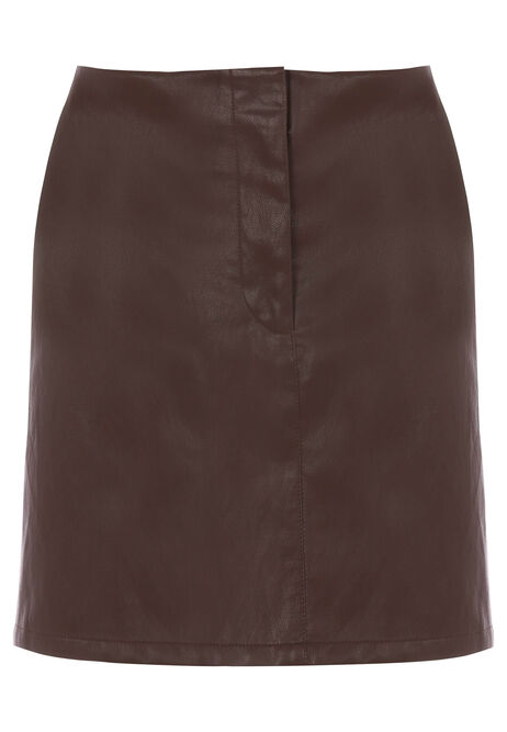 Womens Burgundy Mini Faux Leather Skirt