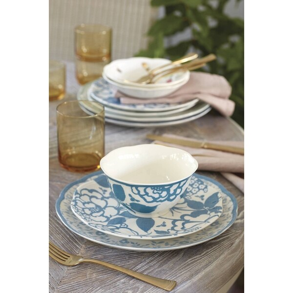 Butterfly Meadow Cottage 12-Piece Dinnerware Set, Cornflower