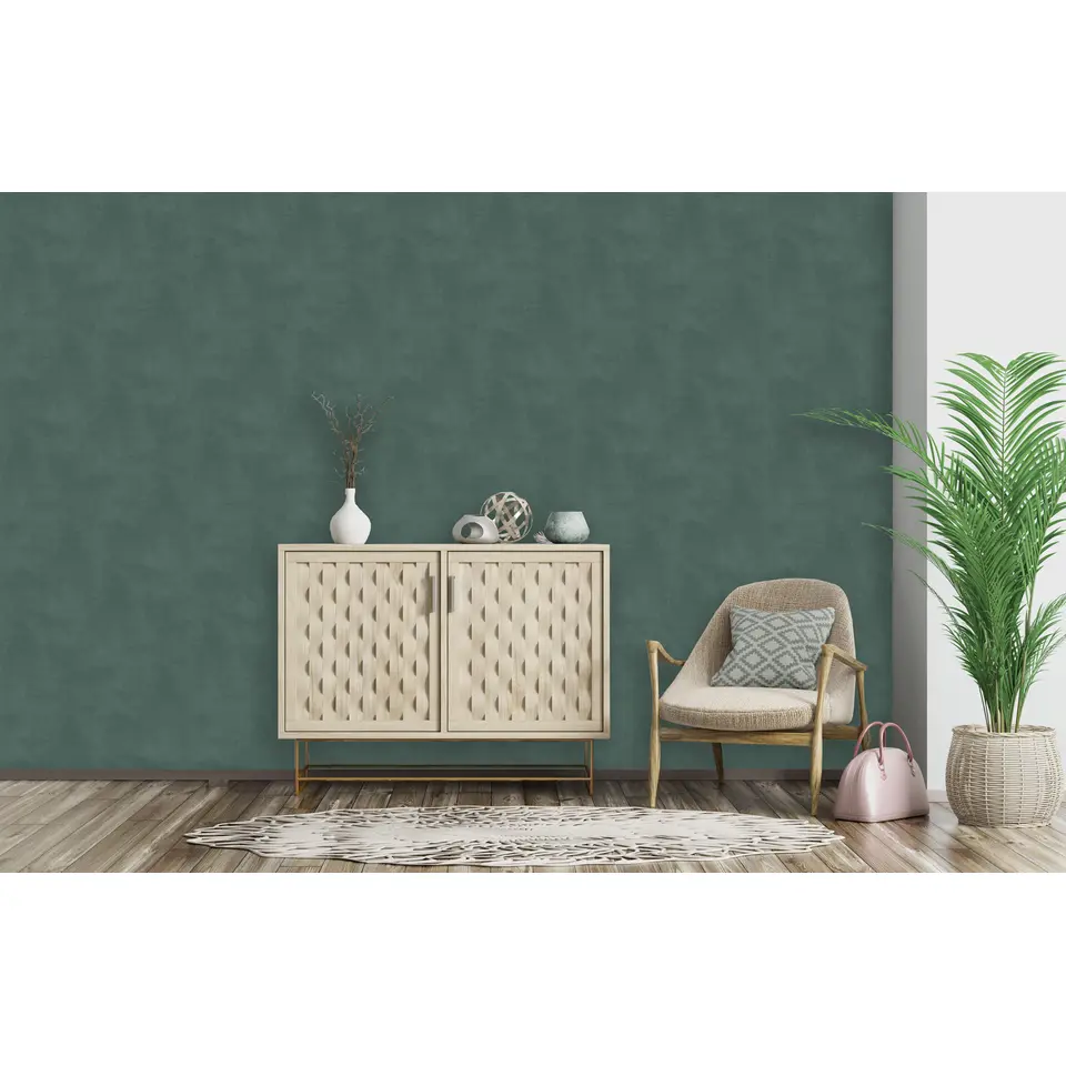 Dutch Wallcoverings - Kalk II uni groen - 0,53x10,05m