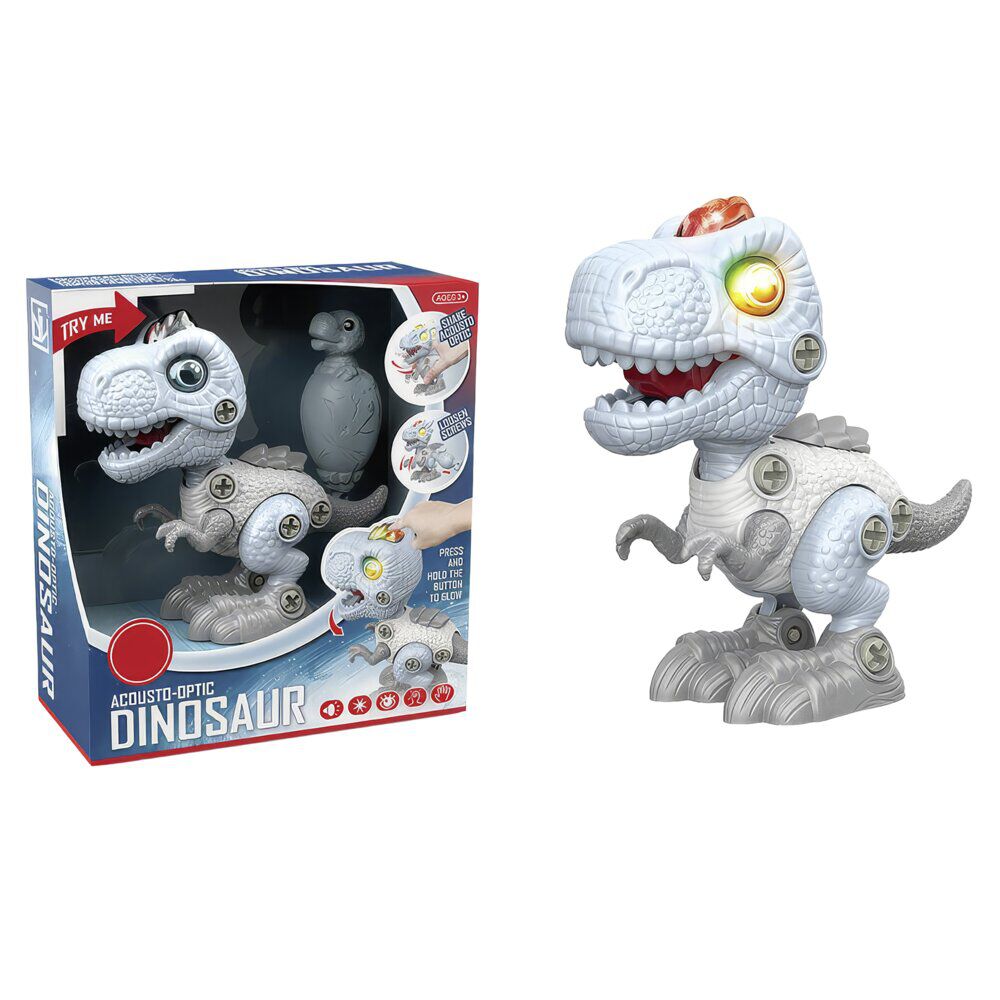 Jeu bloc de construction enfant dinosaure son et lumière bleu 16x7xH14,5cm