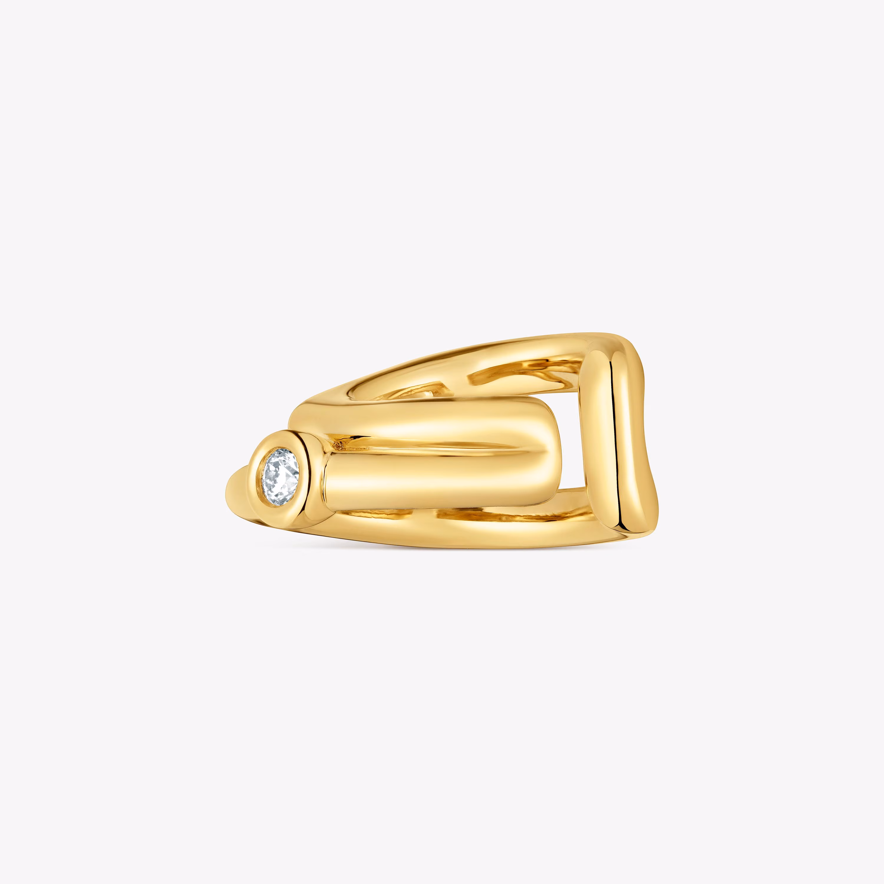 Earcuff 2 aros con baño de oro 18 kt sobre plata y diamante creado en laboratorio Line LGD
