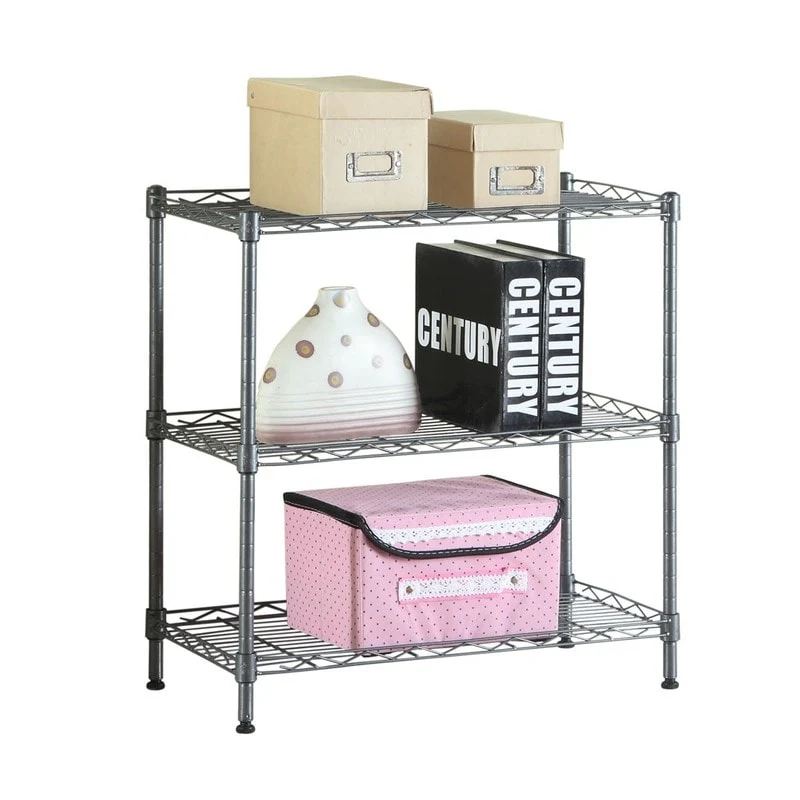 Concise Carbon Steel/ PP 3-Shelf Home Kitchen Shelving Unit