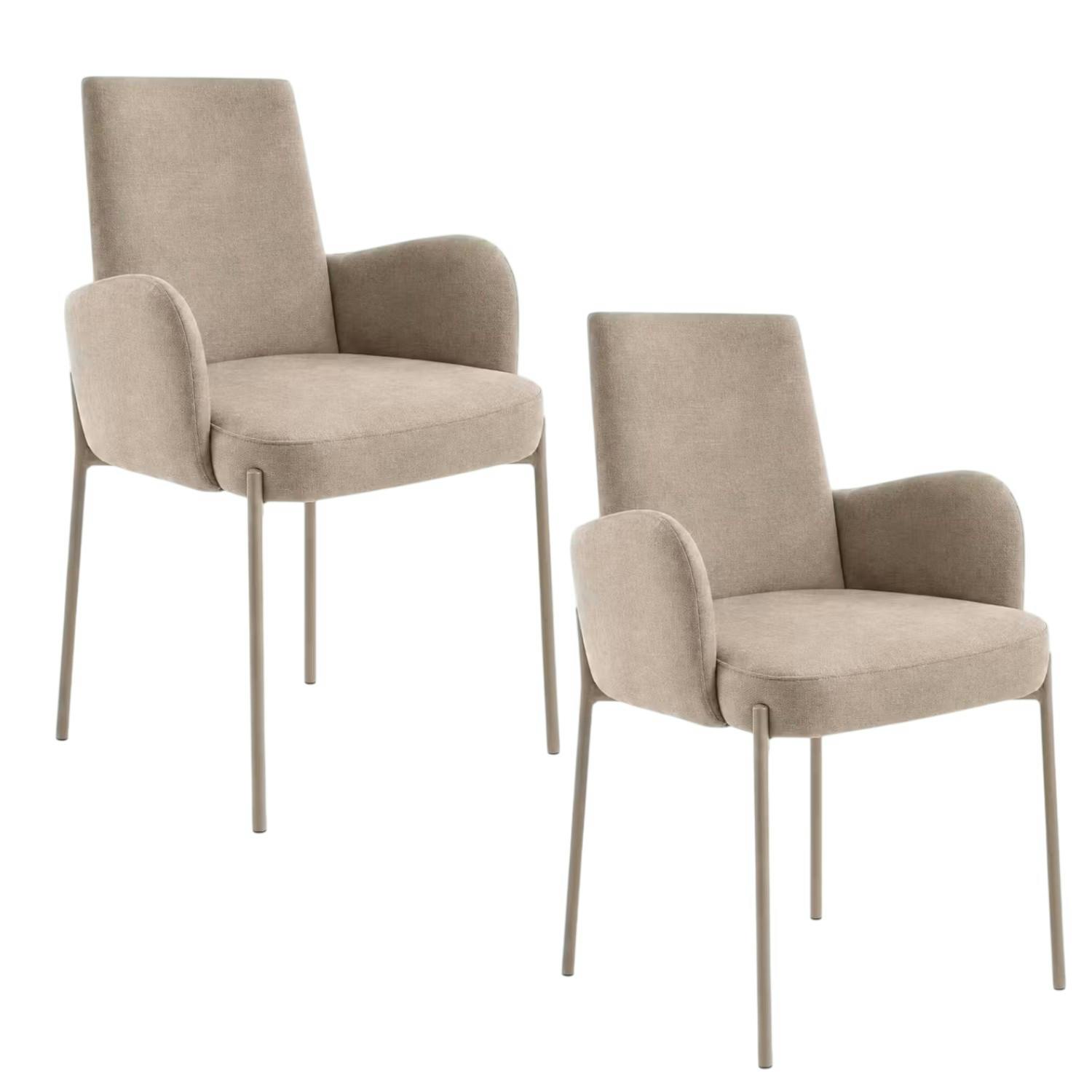 Fauteuil de table tissu beige pieds beige (x2) AUREN