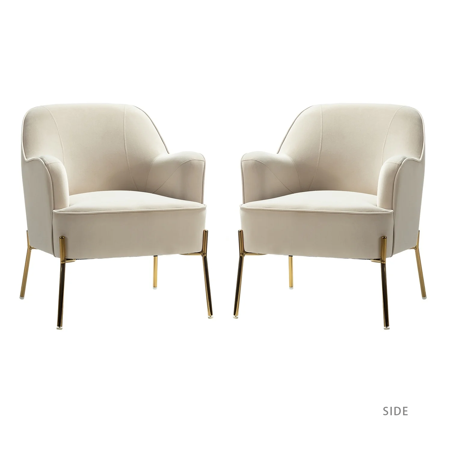 Marina Modern Velvet Accent Chair with Golden Legs Set of 2 by HULALA HOME