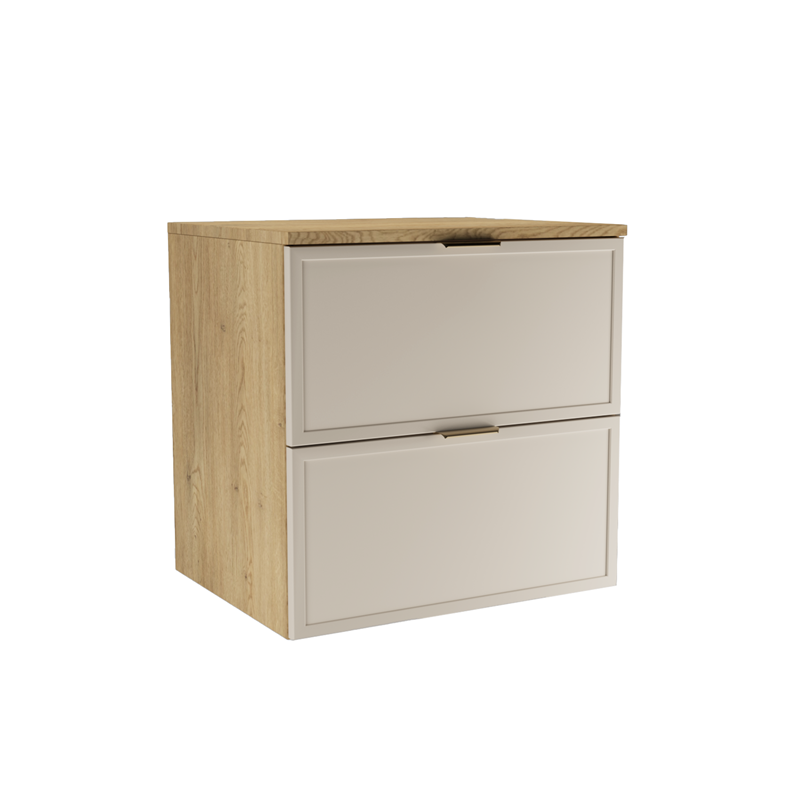 Szafka pod Umywalkę z Blatem 60cm Fronty Ramka Dąb Cremona / Kaszmir